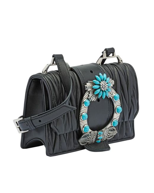 Miu Miu Black Diamond Quilted Shoulder Bag