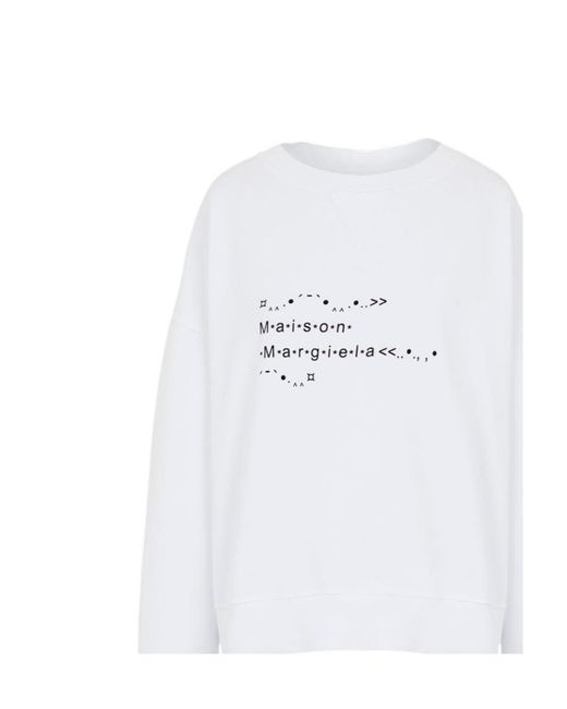 Maison Margiela White Logo Printed Crewneck Sweatshirt