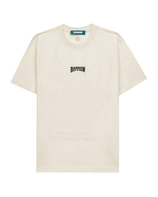 Barrow White Crew Neck Logo T-Shirt for men
