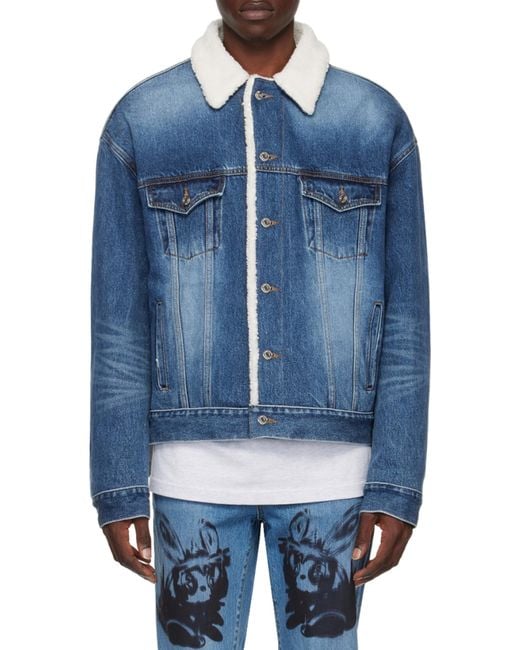 we11done Blue Logo Denim Jacket for men