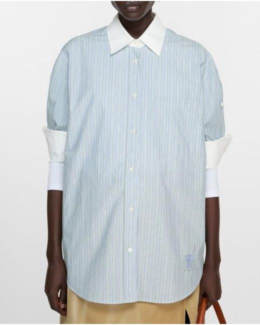 Acne Blue Striped Button-Up Shirt