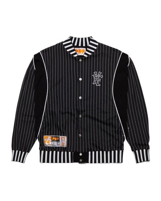 PDF CHANNEL Black Pdf Striped Bomber Jacket for men