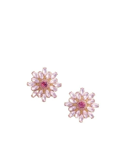 Self-Portrait Pink Embellished Flower Earrings