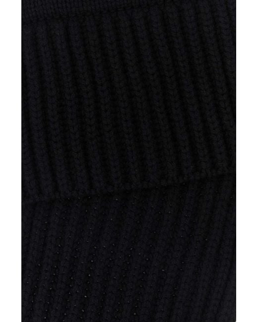 Gucci Black Logo Detailed Cable Knit Scarf