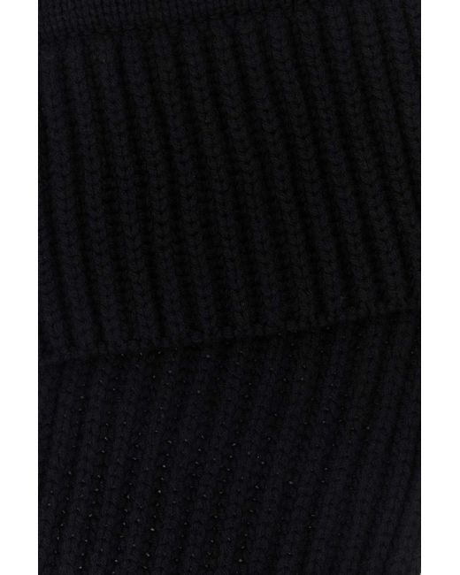 Gucci Black Logo Detailed Cable Knit Scarf
