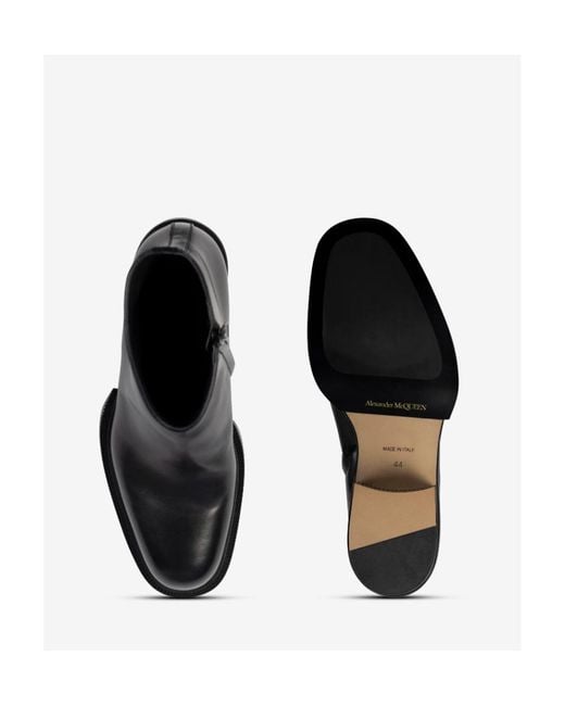 McQueen Black Cuban Stack Ankle Boots for men