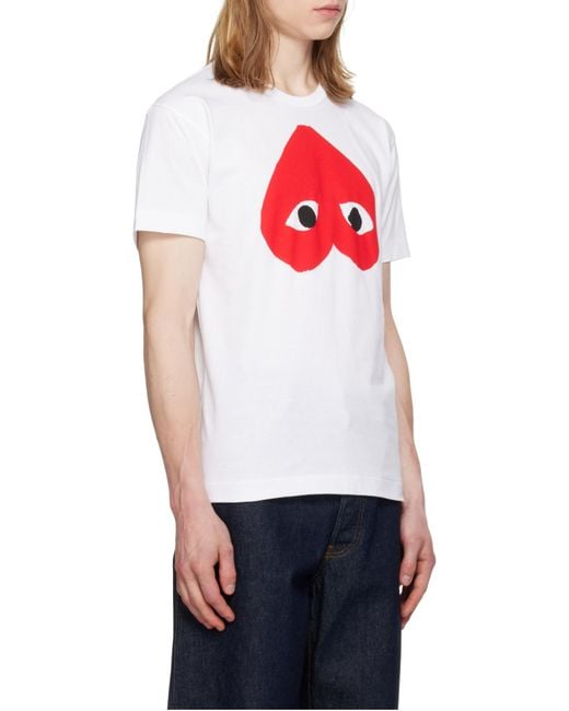 COMME DES GARÇONS PLAY White Comme Des Garçons Play Reverse Heart Print T-Shirt for men
