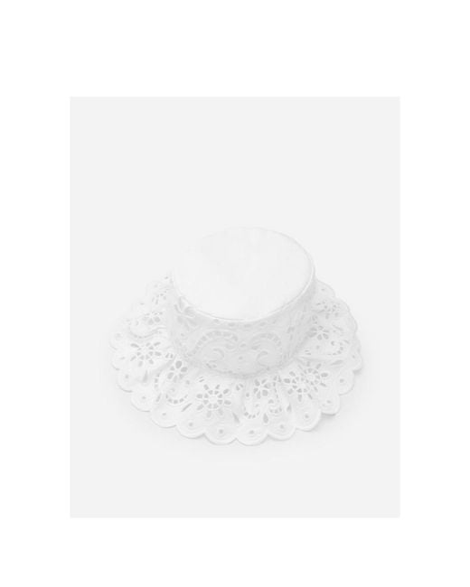 Dolce & Gabbana White Floral-Inlay Hat