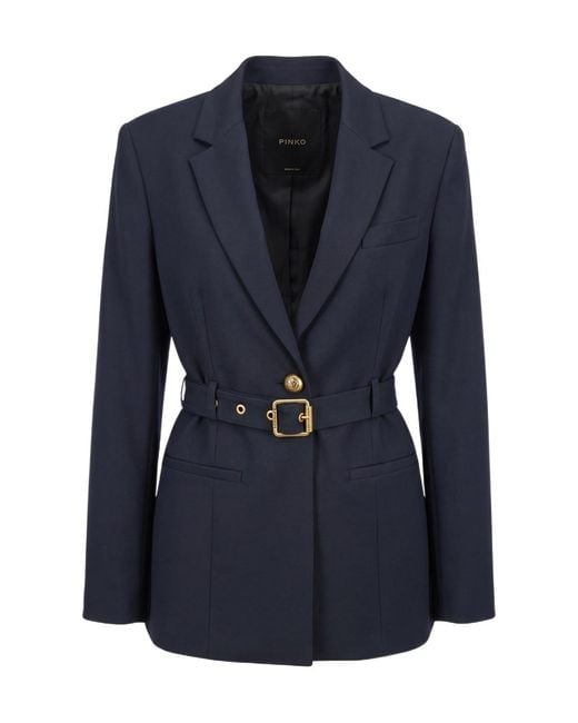 Pinko Blue Belted Slim-Fit Jacket