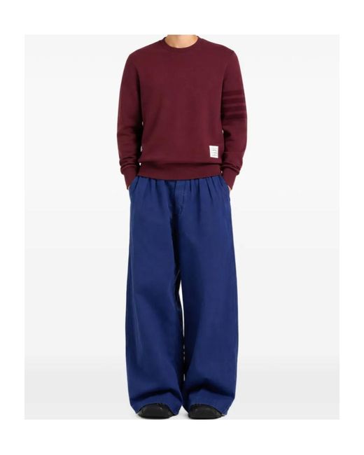 Thom Browne Red Long Sleeve 4-Bar Sweatshirt for men