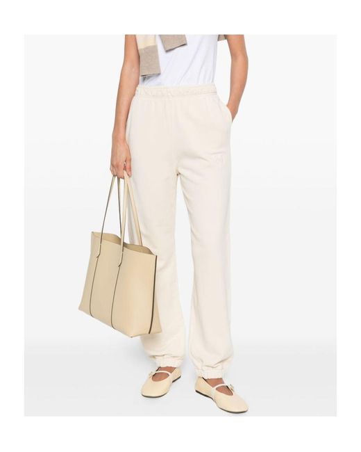 Pinko White Elastic-Ankles Cotton Trousers