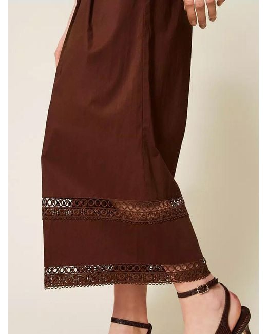Twinset Brown Lace Trim Trousers