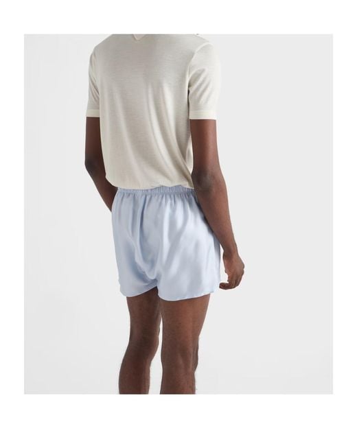 Prada Blue Silk Boxer Shorts for men