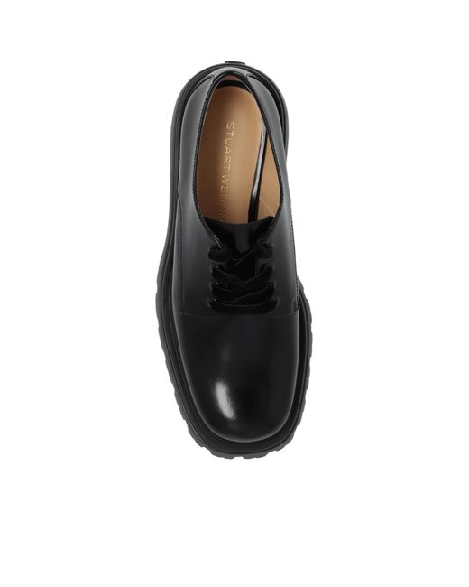 Stuart Weitzman Black Emerson Chunky-Sole Lace-Up Shoes