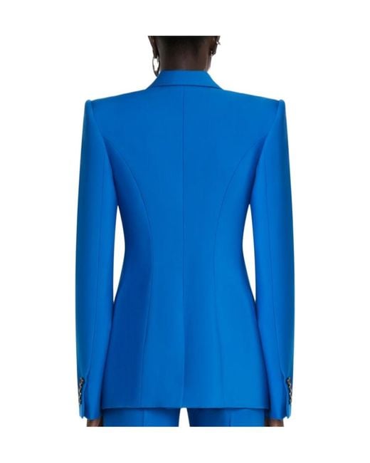 McQueen Blue Double-Breasted Long-Sleeved Blazer