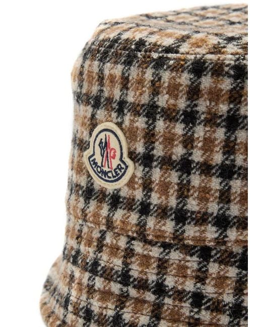 Moncler White Reversible Houndstooth Wool-Blend Bucket Hat
