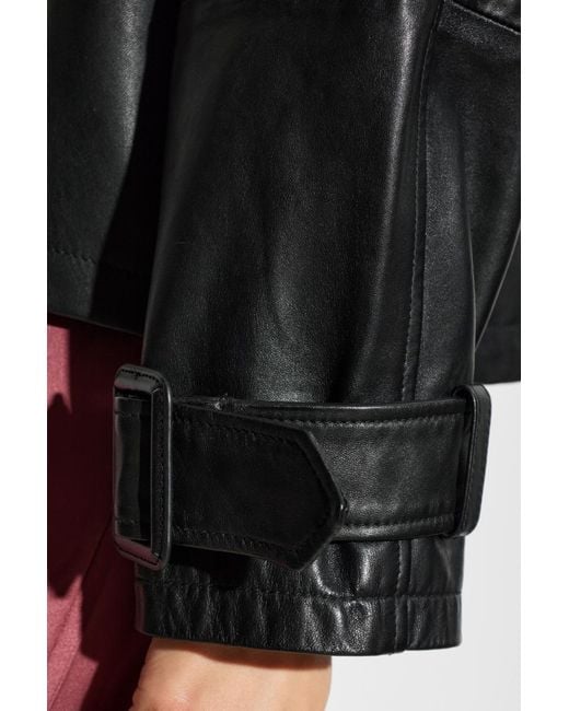 AllSaints Black Long-Sleeved Leather Jacket