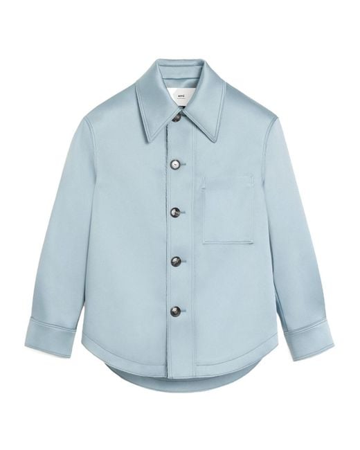 AMI Blue Ami Ami De Coeur Satin Buttoned Jacket for men