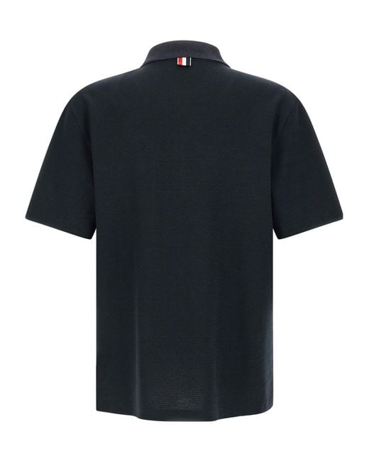 Thom Browne Black Short Sleeve Polo Shirt for men