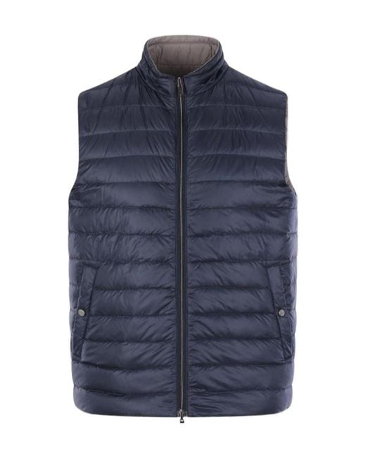 Herno Blue Zip-Up Reversible Gilet for men