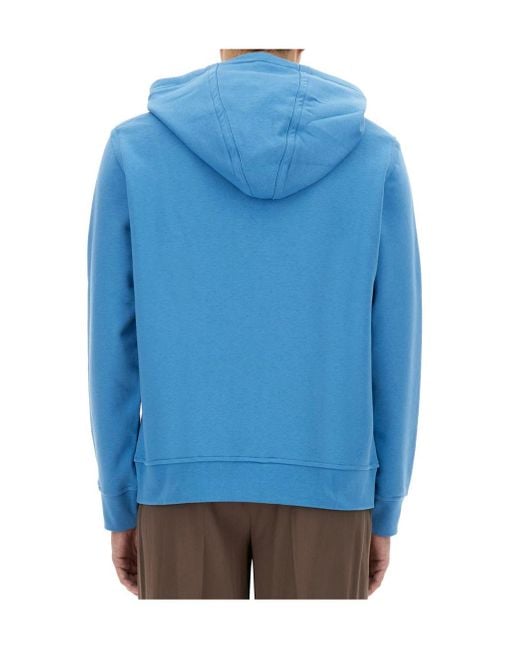 Etro Blue Logo Embroidered Hoodie for men
