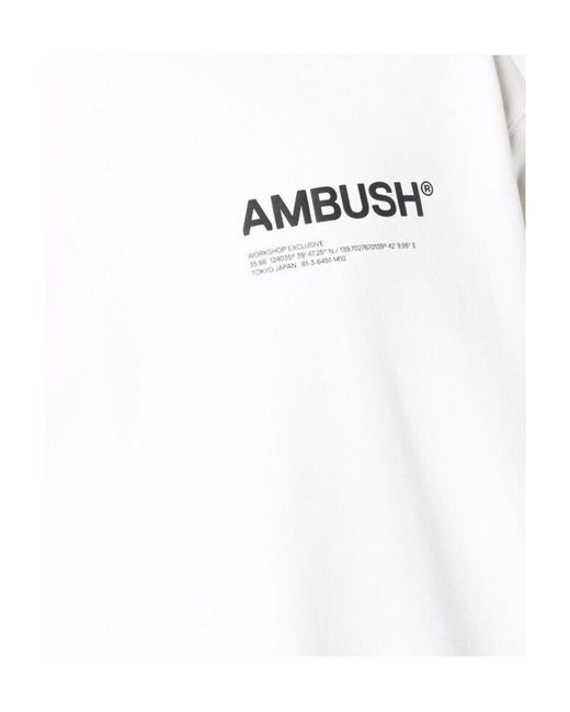 Ambush White Fleece Workshop Logo-Print Sweatshirt for men