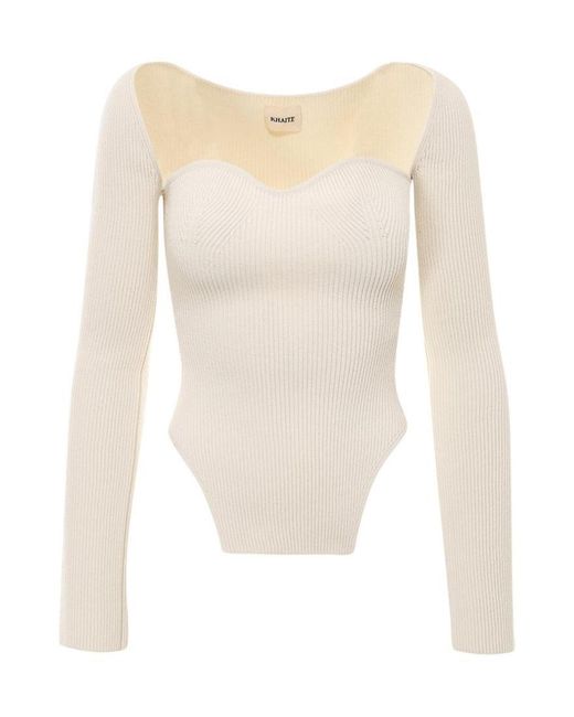Khaite Natural Maddy Knitted Bustier Top