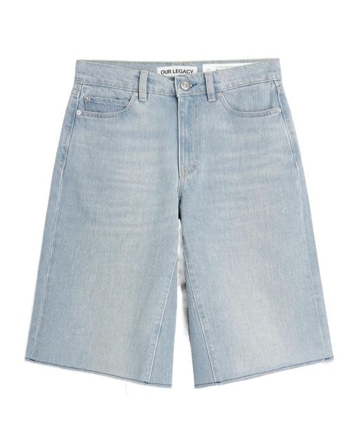 Our Legacy Blue Midi A-Line Denim Shorts
