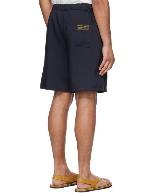Wooyoungmi Blue Embroidered Logo Twill Shorts for men
