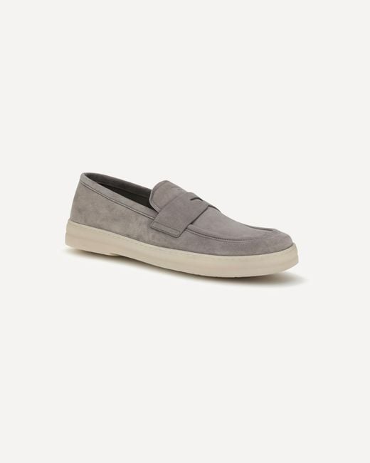 Prada Gray Logo-Detailed Slip-On Loafers for men
