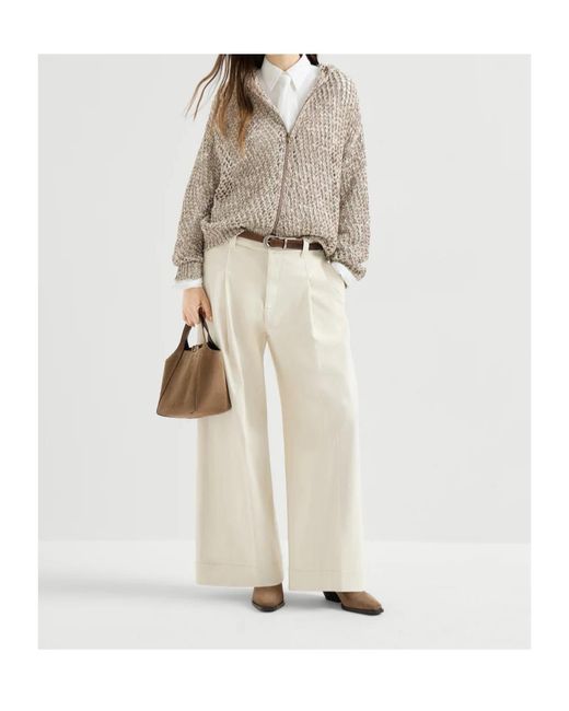 Brunello Cucinelli Multicolor Open-Knit Zip Hooded Sweater
