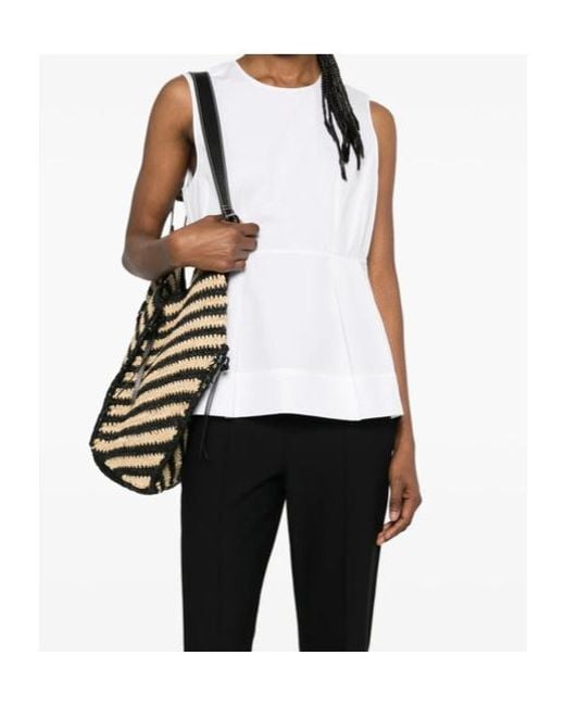 Vince White Sleeveless Zip-Back Top