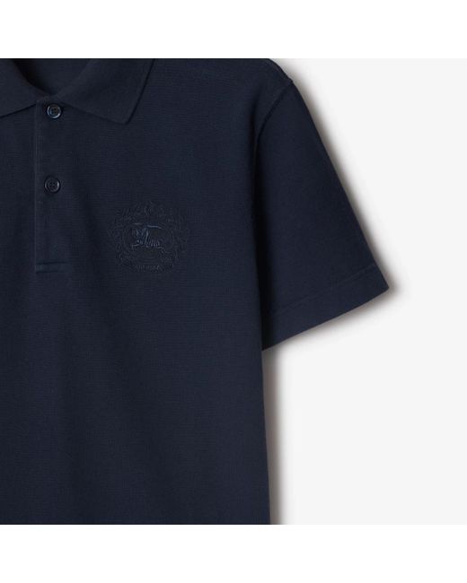 Burberry Blue Logo Embroidered Short Sleeved Polo Shirt for men