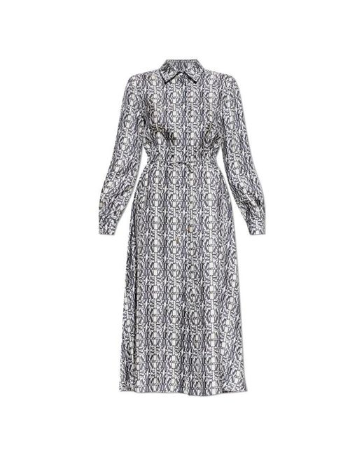 Max Mara Gray Long-Sleeved Dress