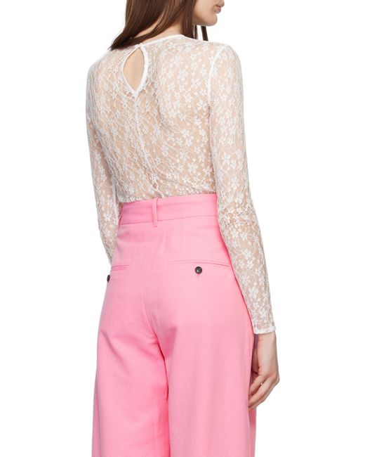 Isabel Marant White Toyela Lace Crewneck Top