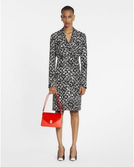 Lanvin White Floral Printed Long-Sleeved Dress