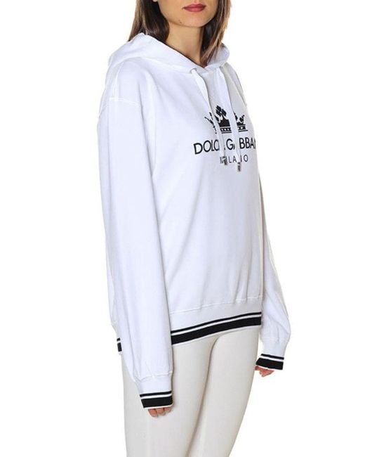 Dolce & Gabbana White Hooded Long-Sleeved Hoodie