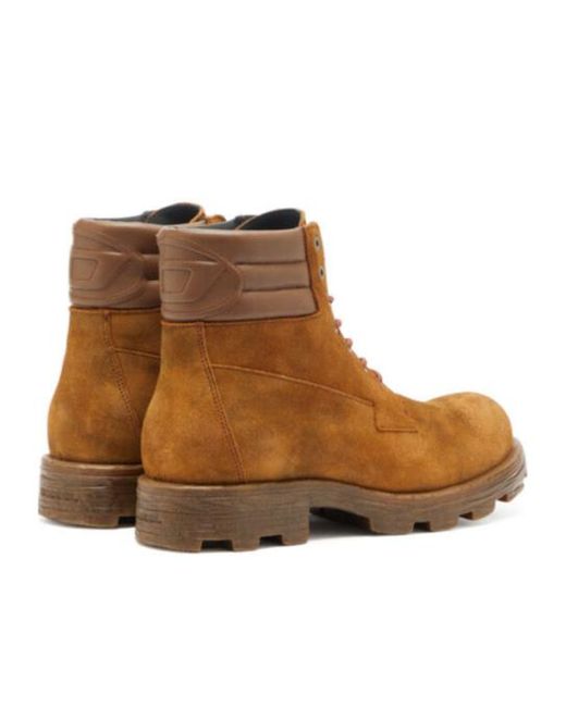DIESEL Brown D-Hammer Combat Boots for men