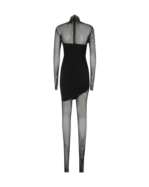 Norma Kamali Black Sheer Turtleneck Jumpsuit