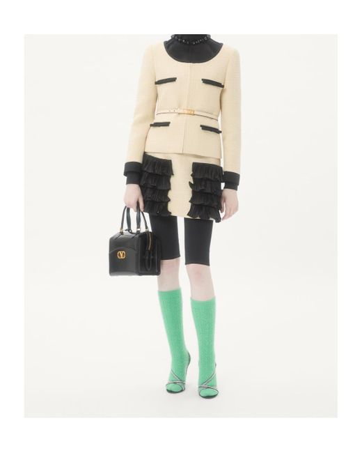 Valentino Natural Bow Detailed Tweed Jacket