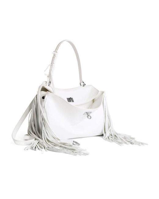 Balenciaga White Rodeo Fringe Detailed Small Handbag