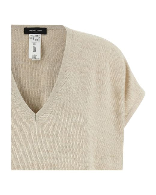 Fabiana Filippi Natural Oversized V-Neck Sweater for men