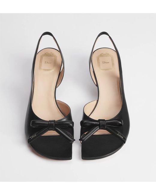 Dior Black Bow Heeled Slingback Sandal