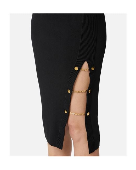 Elisabetta Franchi Black Embellished Knit Dress
