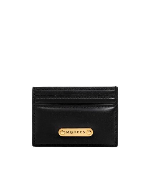 McQueen Black Logo Plaque Card Case