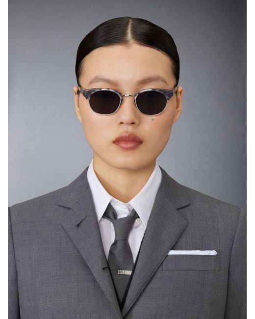 Thom Browne White Eyewear Oval Frame Sunglasses for men