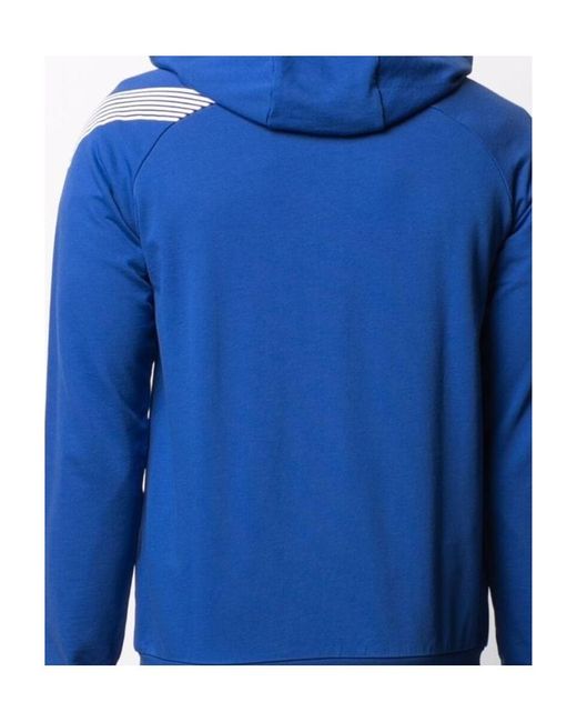 EA7 Blue Logo-Print Zip-Up Hoodie for men