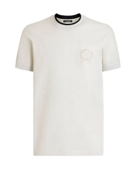 Dolce & Gabbana White Mc Piquet Crest Polo Shirt for men