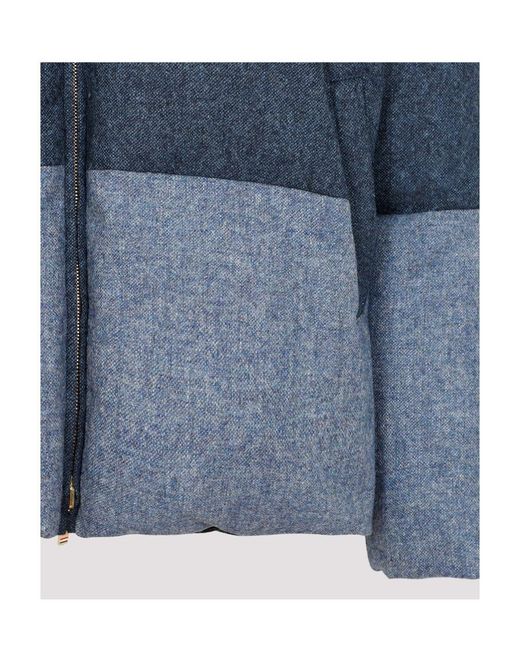 Thom Browne Blue Reversible Funnelneck Padded Jacket for men