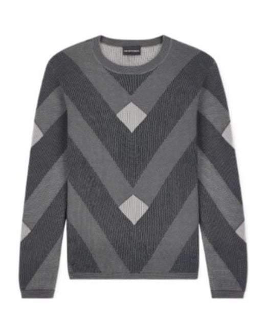 Emporio Armani Gray Crew-Neck Pullover for men